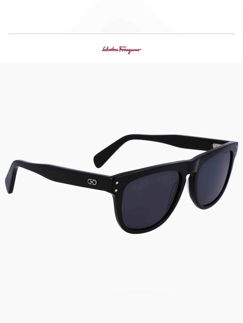 Salvatore Ferragamo Black Frame Sunglasses with Dark Lenses